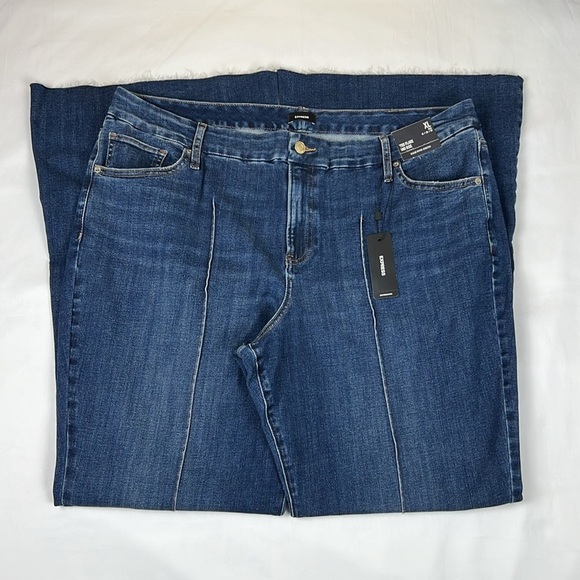 Express Women’s XL Reg 70’s Flare Mid Rise Flexx Hyper Stretch Frayed hem Jean - Picture 2 of 12